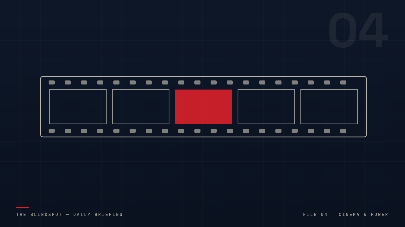 Filmstrip with five frames, one highlighted in red