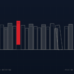 Row of outlined book spines on a shelf with one red book pulled out, leaving a gap